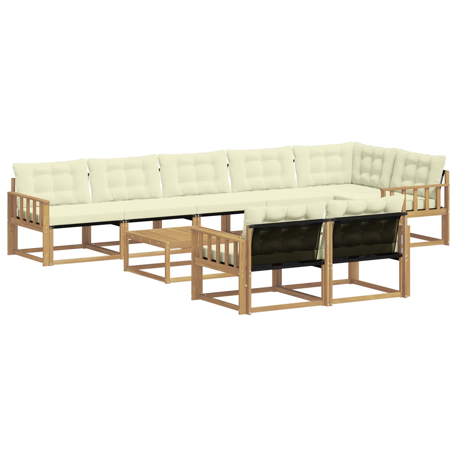 Outdoor-Sofagarnitur 9 pcs Weiß und Creme 79 x 79 x 37 cm