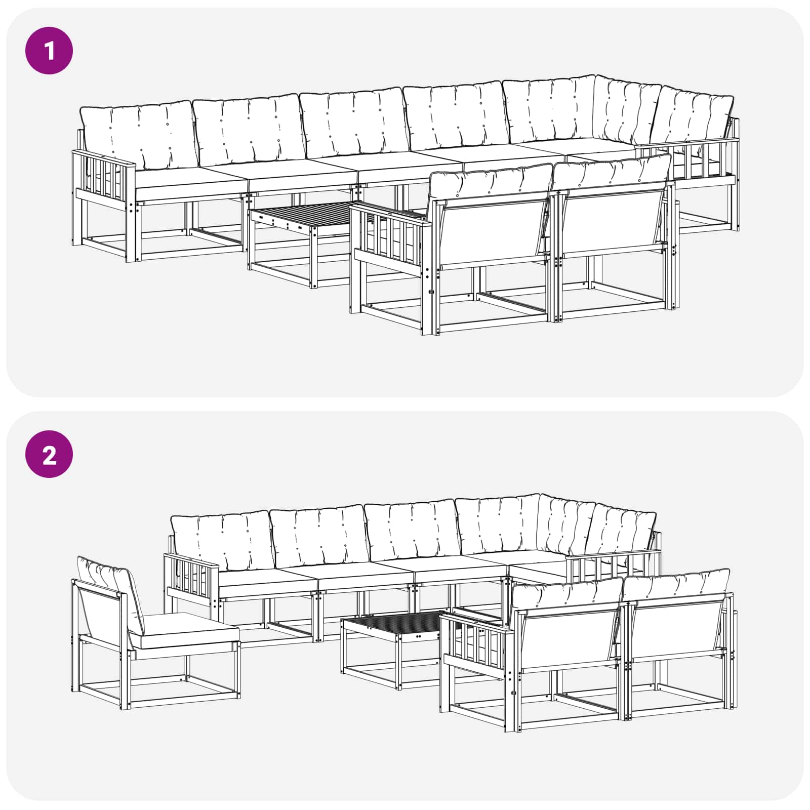 Outdoor-Sofagarnitur 9 pcs Weiß und Beige 79 x 79 x 37 cm