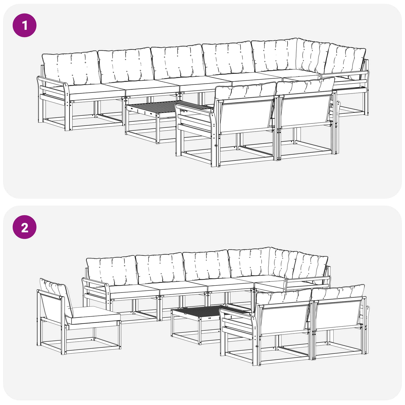 Outdoor-Sofagarnitur 9 pcs Weiß und Beige 79 x 79 x 37 cm