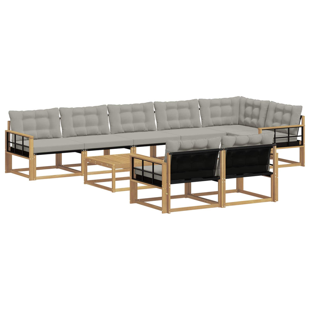 Outdoor-Sofagarnitur 9 pcs Weiß und Hellgrau 79 x 79 x 37 cm