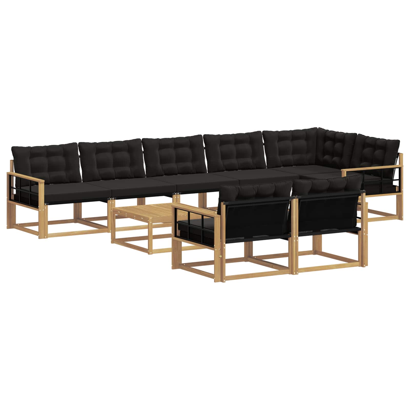 Outdoor-Sofagarnitur 9 pcs Weiß und Schwarz 79 x 79 x 37 cm