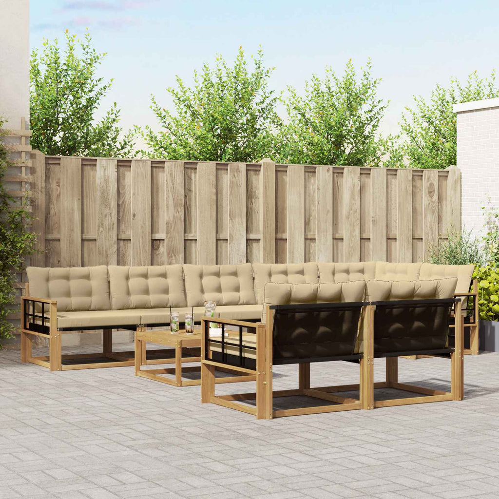 Outdoor-Sofagarnitur 9 pcs Weiß und Beige 79 x 79 x 37 cm