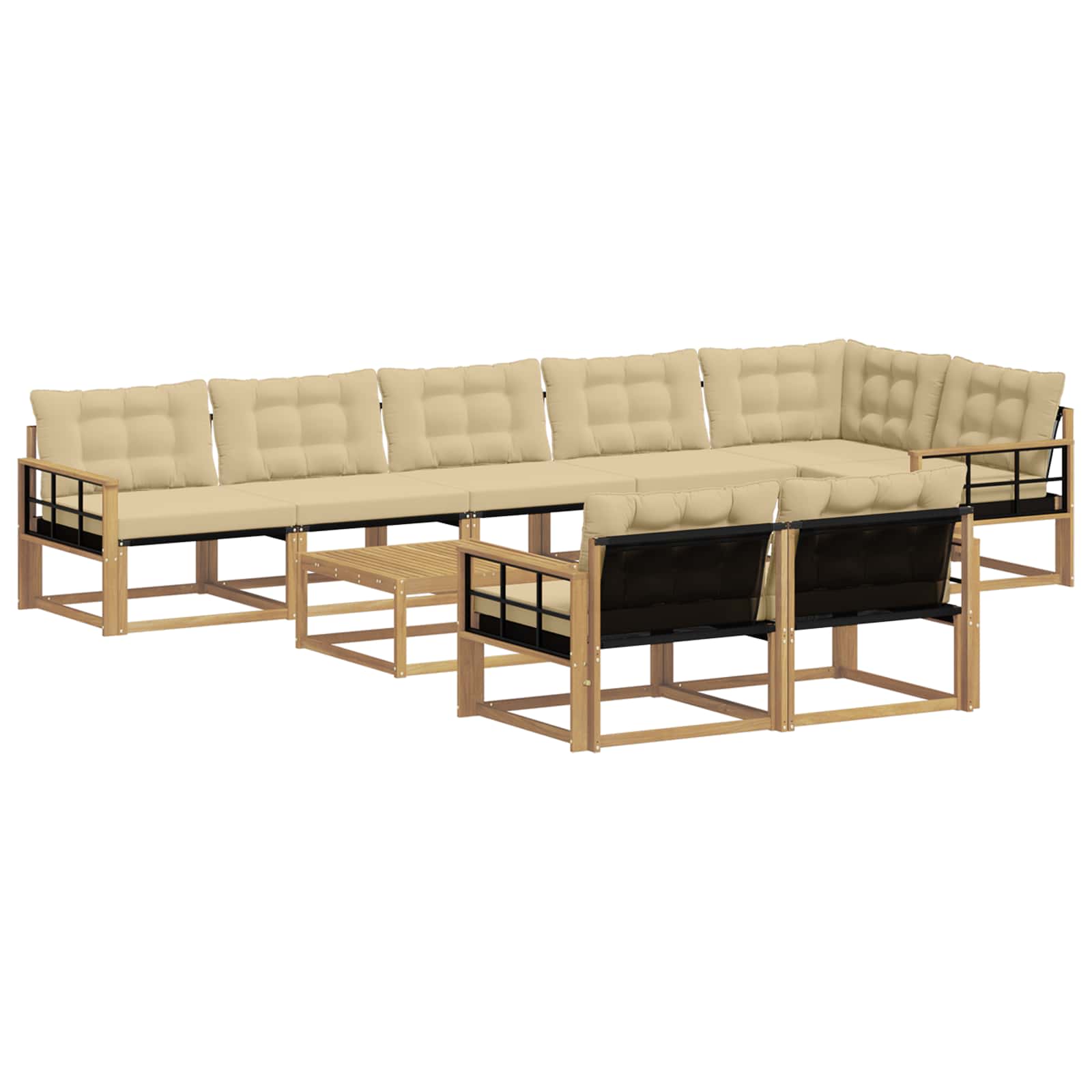 Outdoor-Sofagarnitur 9 pcs Weiß und Beige 79 x 79 x 37 cm