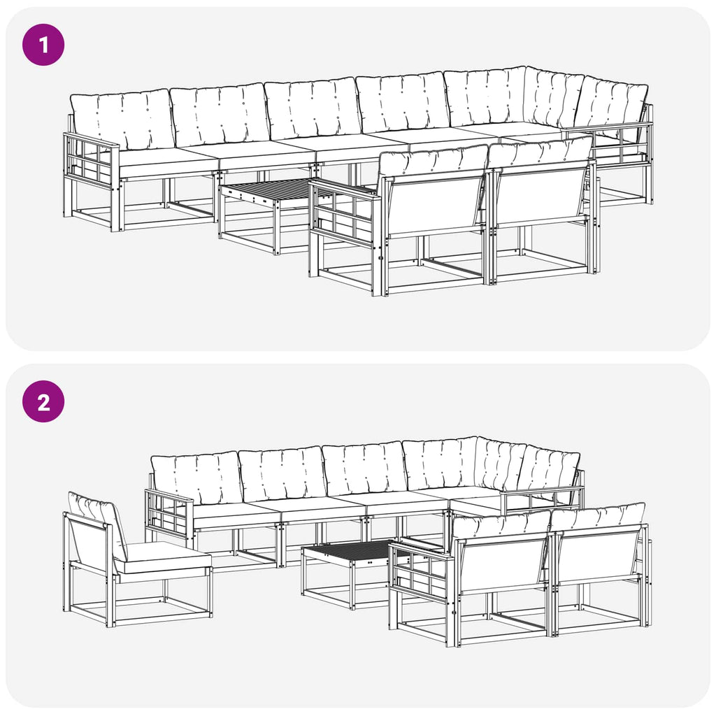 Outdoor-Sofagarnitur 9 pcs Weiß und Beige 79 x 79 x 37 cm