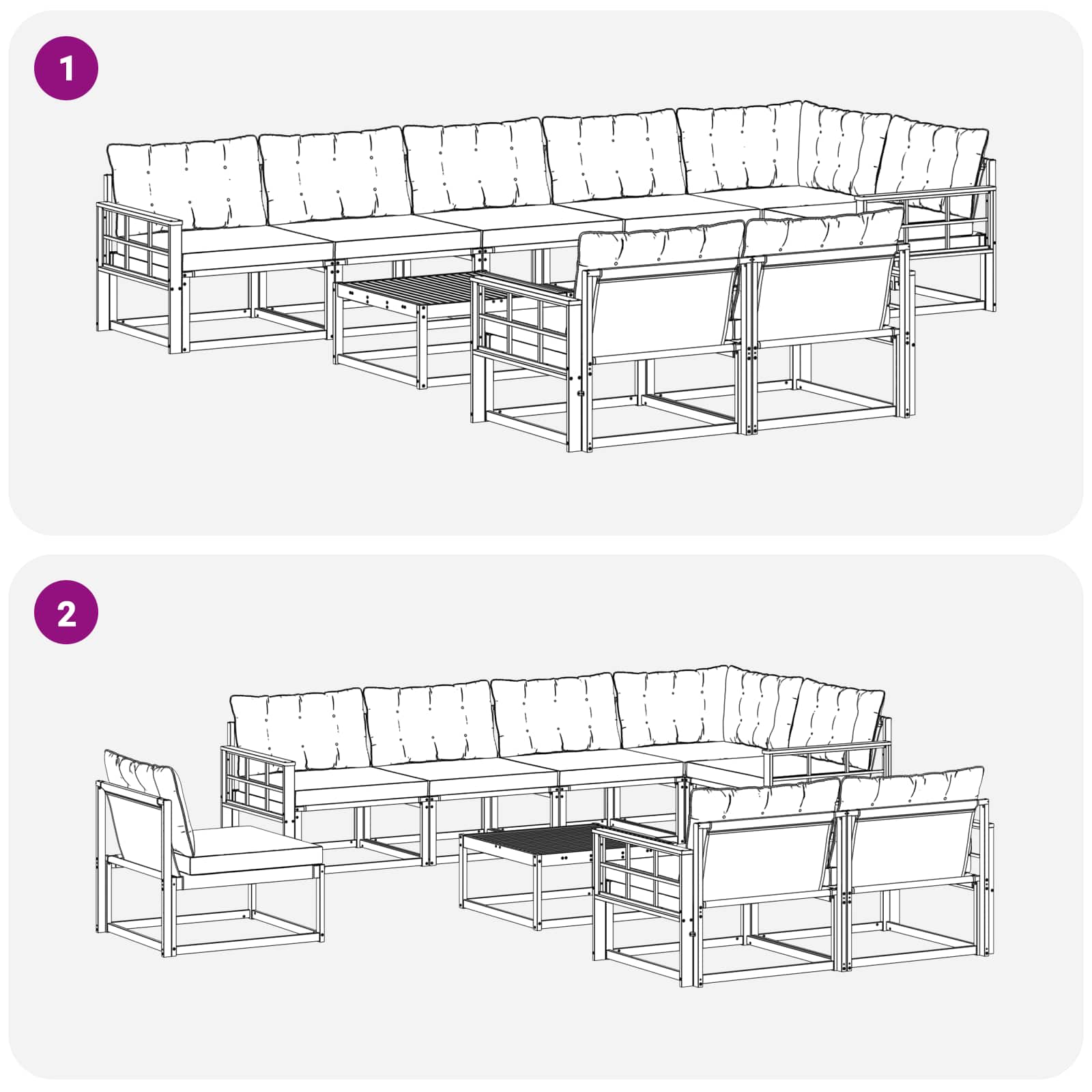 Outdoor-Sofagarnitur 9 pcs Weiß und Beige 79 x 79 x 37 cm