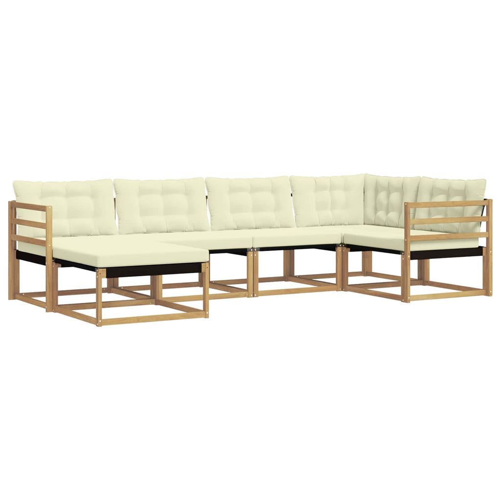 Outdoor-Sofagarnitur mit Kissen 6 pcs Weiß und Creme