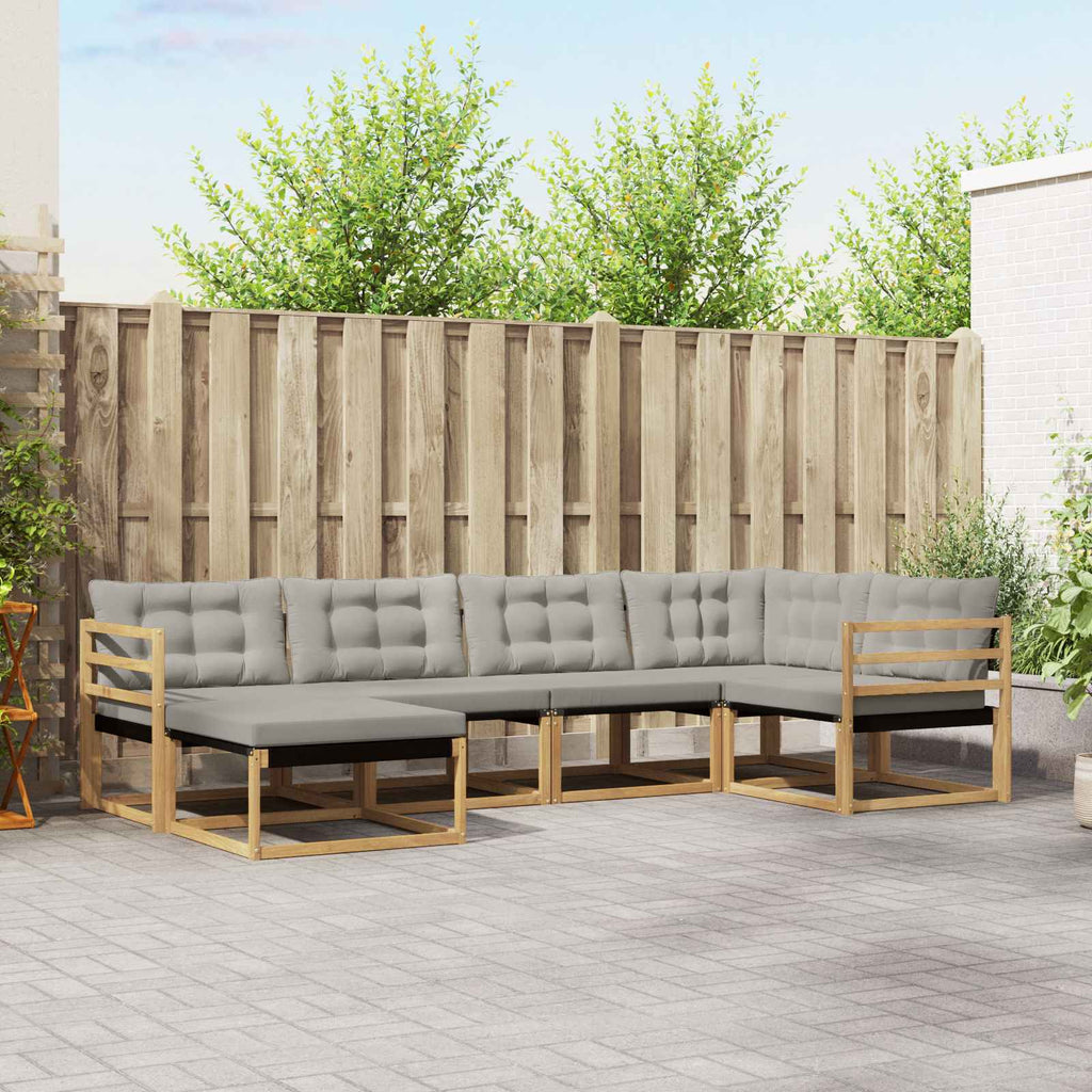 Outdoor-Sofagarnitur 6 pcs Weiß und Hellgrau