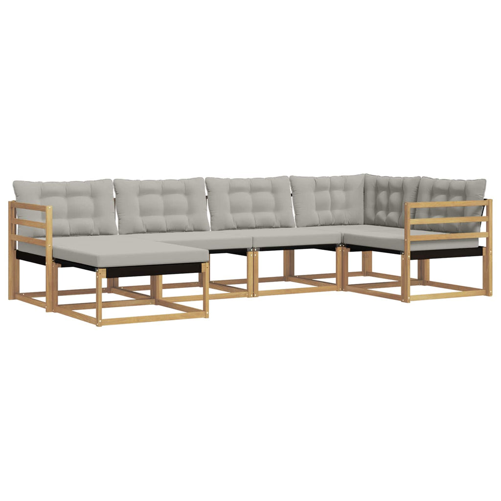 Outdoor-Sofagarnitur 6 pcs Weiß und Hellgrau