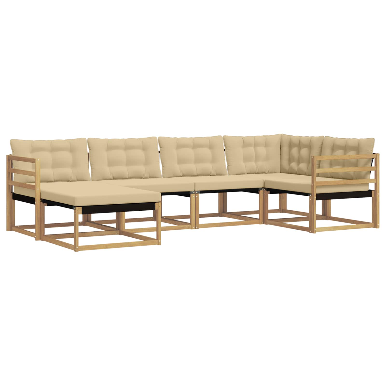 Outdoor-Sofagarnitur mit Kissen 6 pcs Weiß und Beige