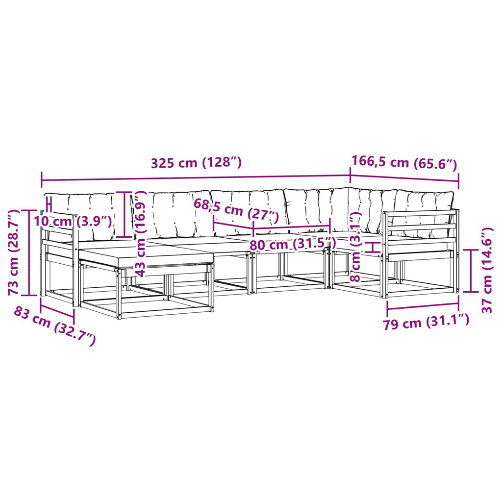 Outdoor-Sofagarnitur mit Kissen 6 pcs Weiß und Beige