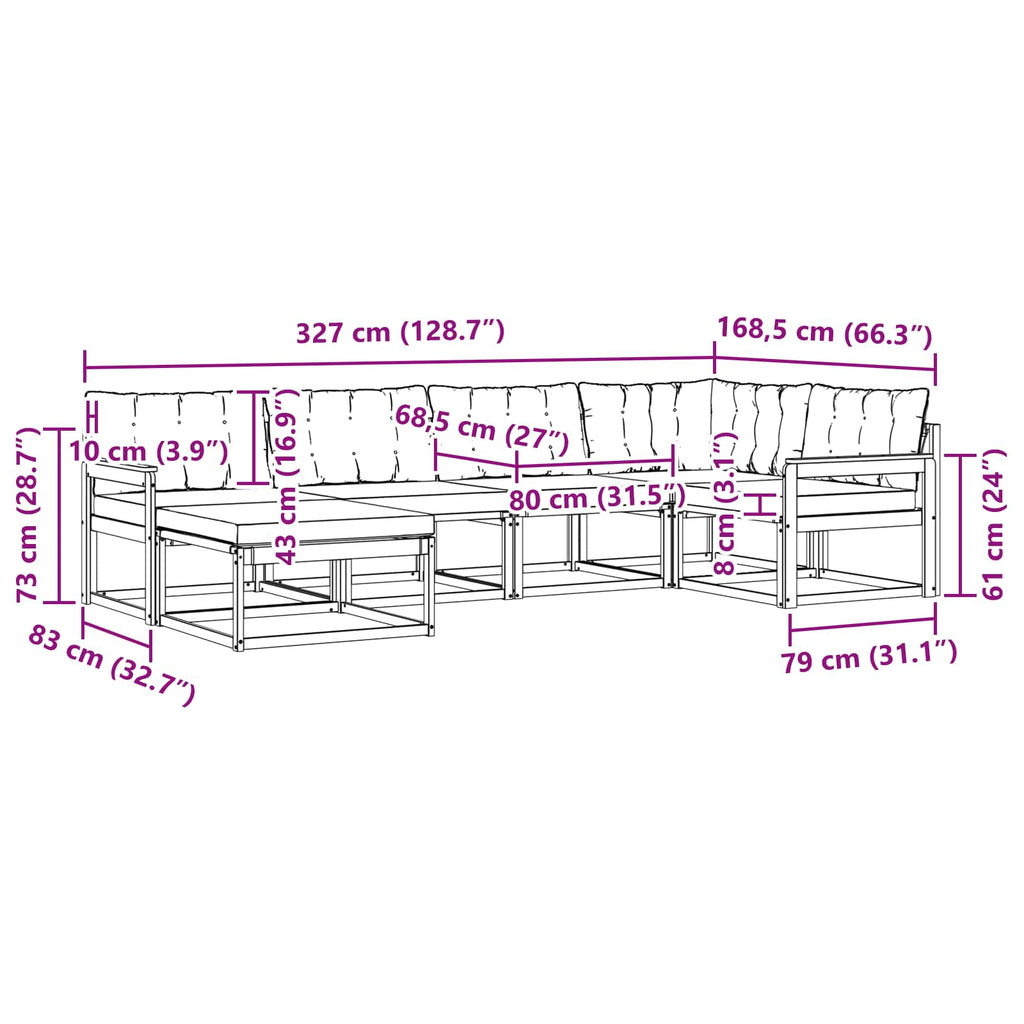 Outdoor-Sofagarnitur 6 pcs Weiß und Hellgrau