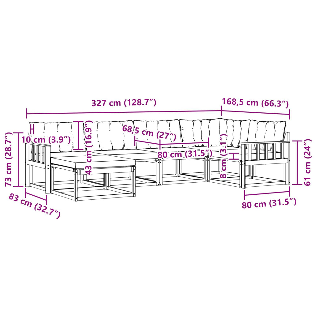 Outdoor-Sofagarnitur mit Kissen 6 pcs Weiß und Creme