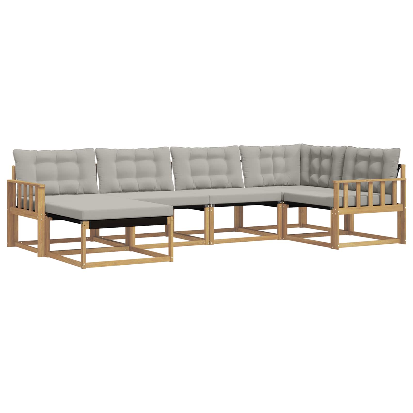 Outdoor-Sofagarnitur 6 pcs Weiß und Hellgrau
