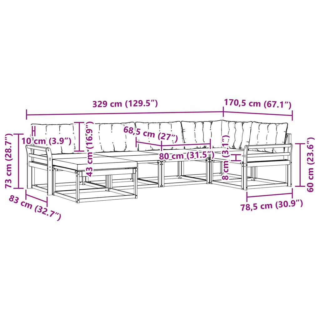 Outdoor-Sofagarnitur mit Kissen 6 pcs Weiß und Beige