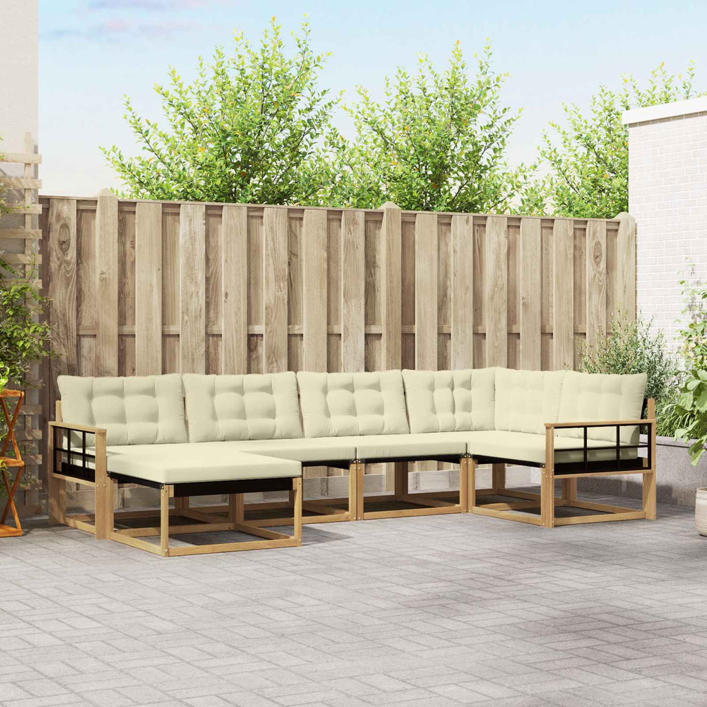 Outdoor-Sofagarnitur mit Kissen 6 pcs Weiß und Creme