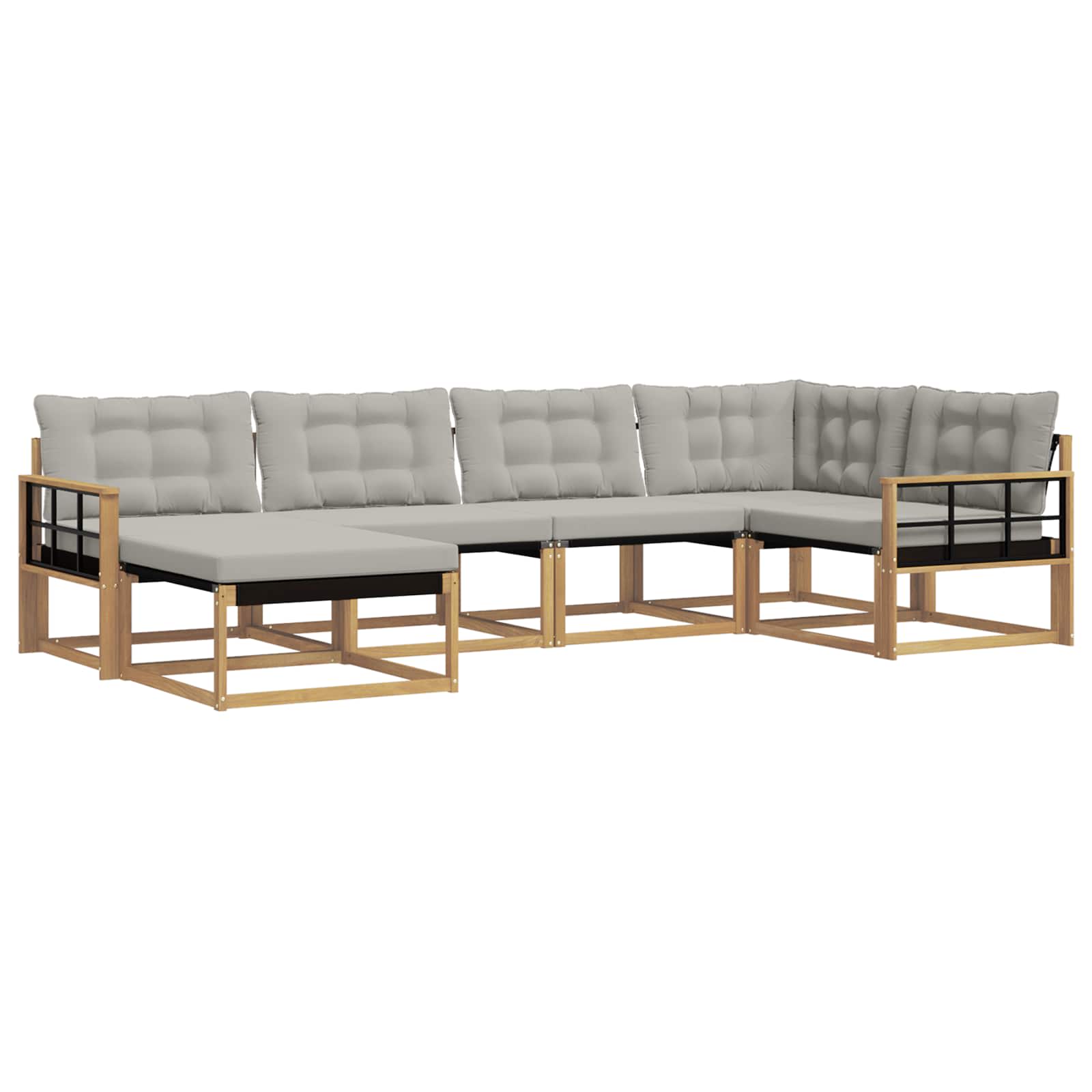 Outdoor-Sofagarnitur 6 pcs Weiß und Hellgrau
