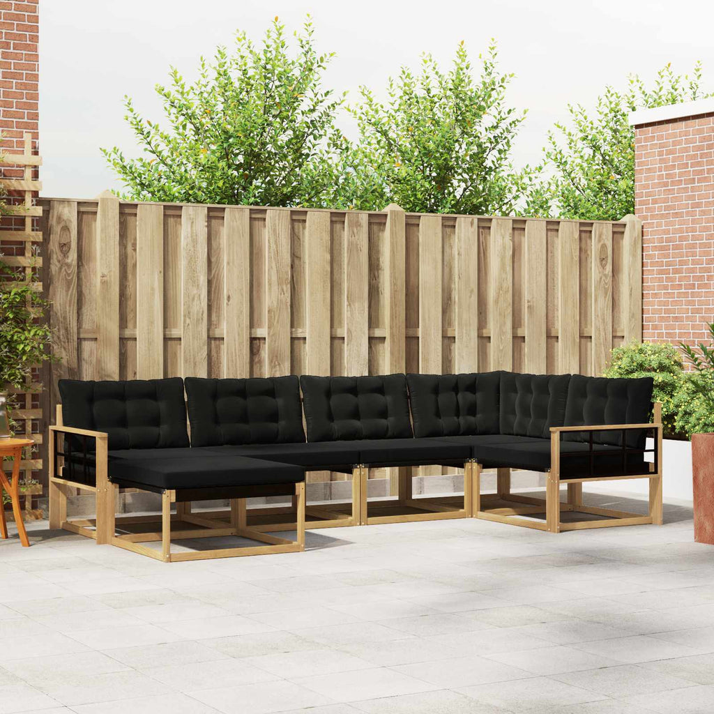 Outdoor-Sofagarnitur mit Kissen 6 pcs Weiß und Schwarz
