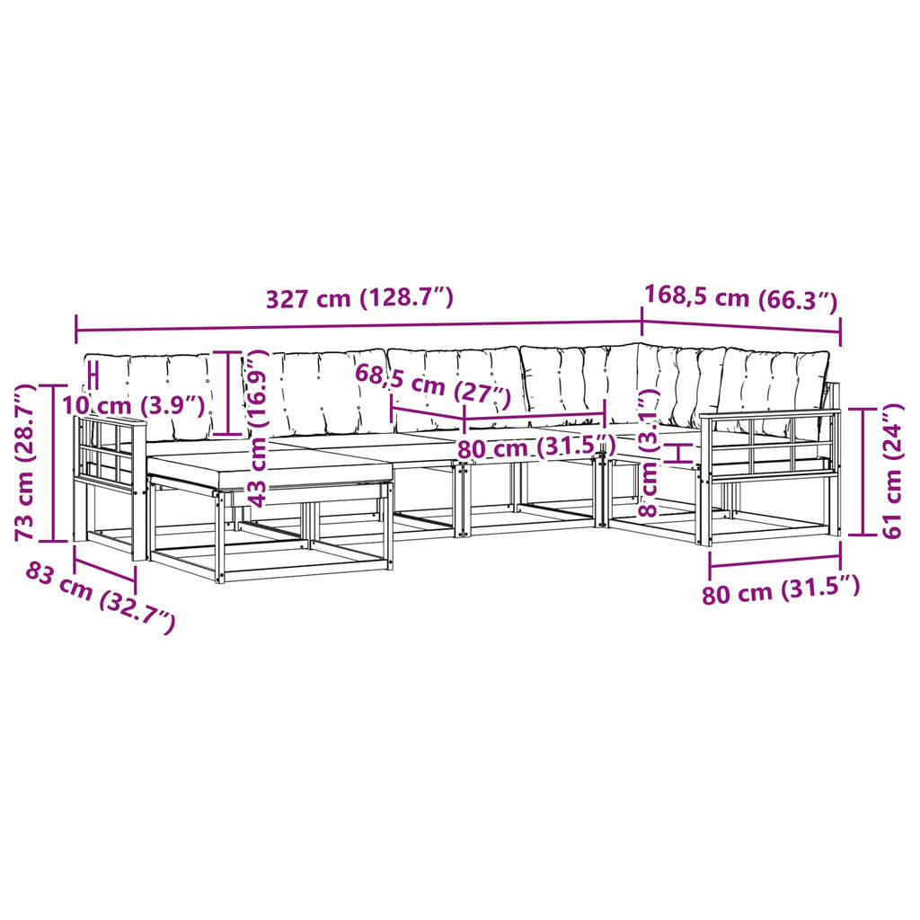 Outdoor-Sofagarnitur mit Kissen 6 pcs Weiß und Beige