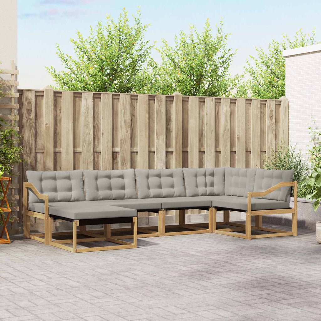 Outdoor-Sofagarnitur 6 pcs Weiß und Hellgrau