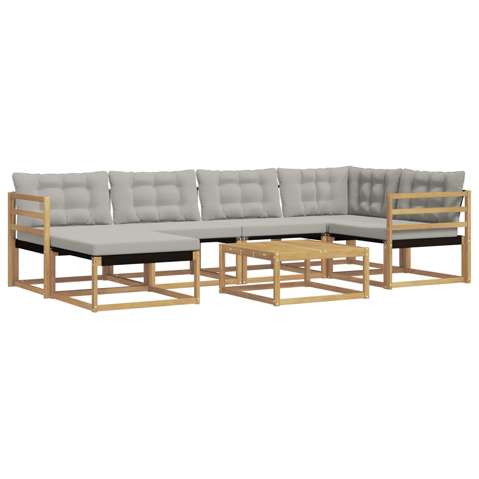 Outdoor-Sofagarnitur 7 pcs Weiß und Hellgrau 79 x 79 x 37 cm