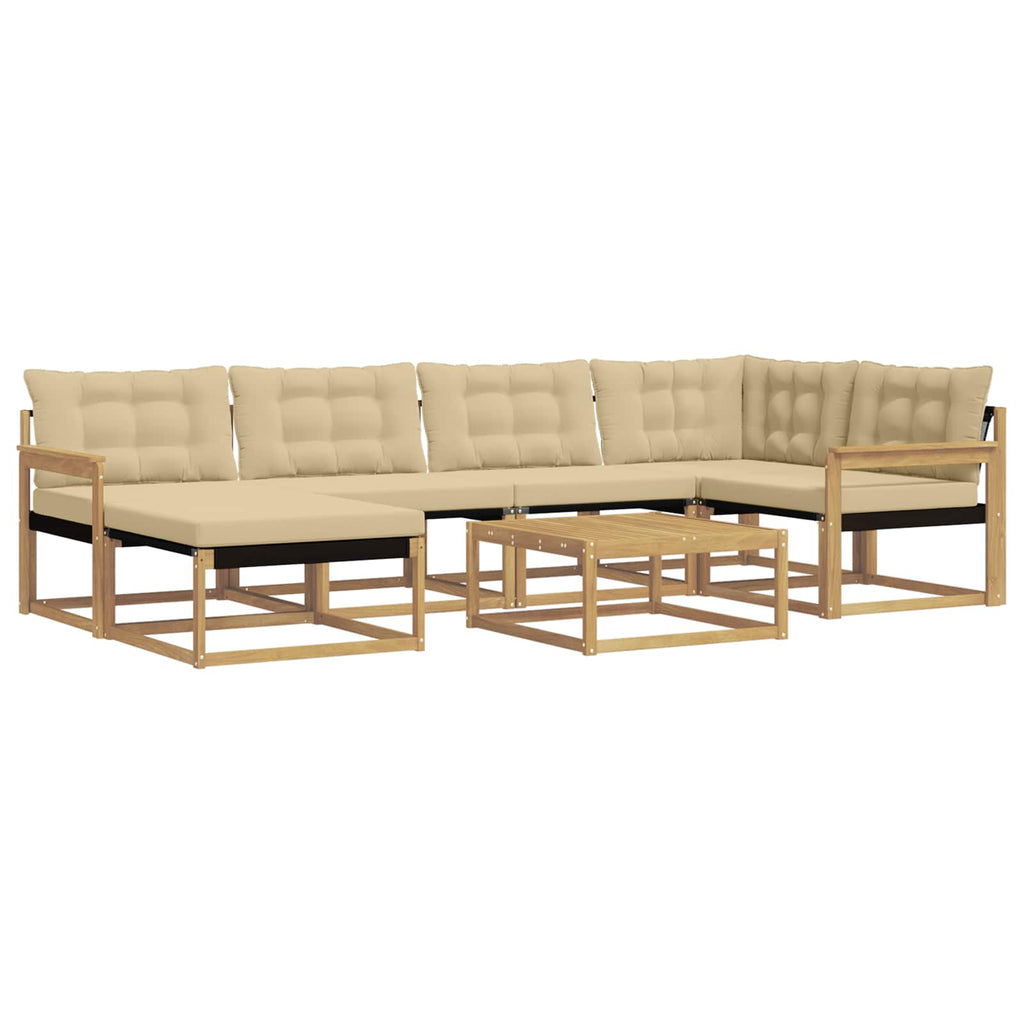 Outdoor-Sofagarnitur 7 pcs Weiß und Beige 79 x 79 x 37 cm