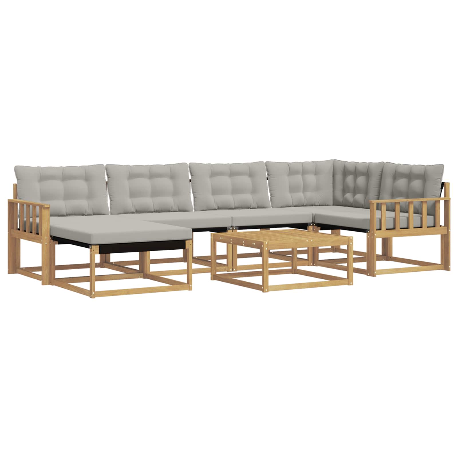 Outdoor-Sofagarnitur 7 pcs Weiß und Hellgrau 79 x 79 x 37 cm