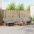 Outdoor-Sofagarnitur 7 pcs Weiß und Hellgrau 79 x 79 x 37 cm
