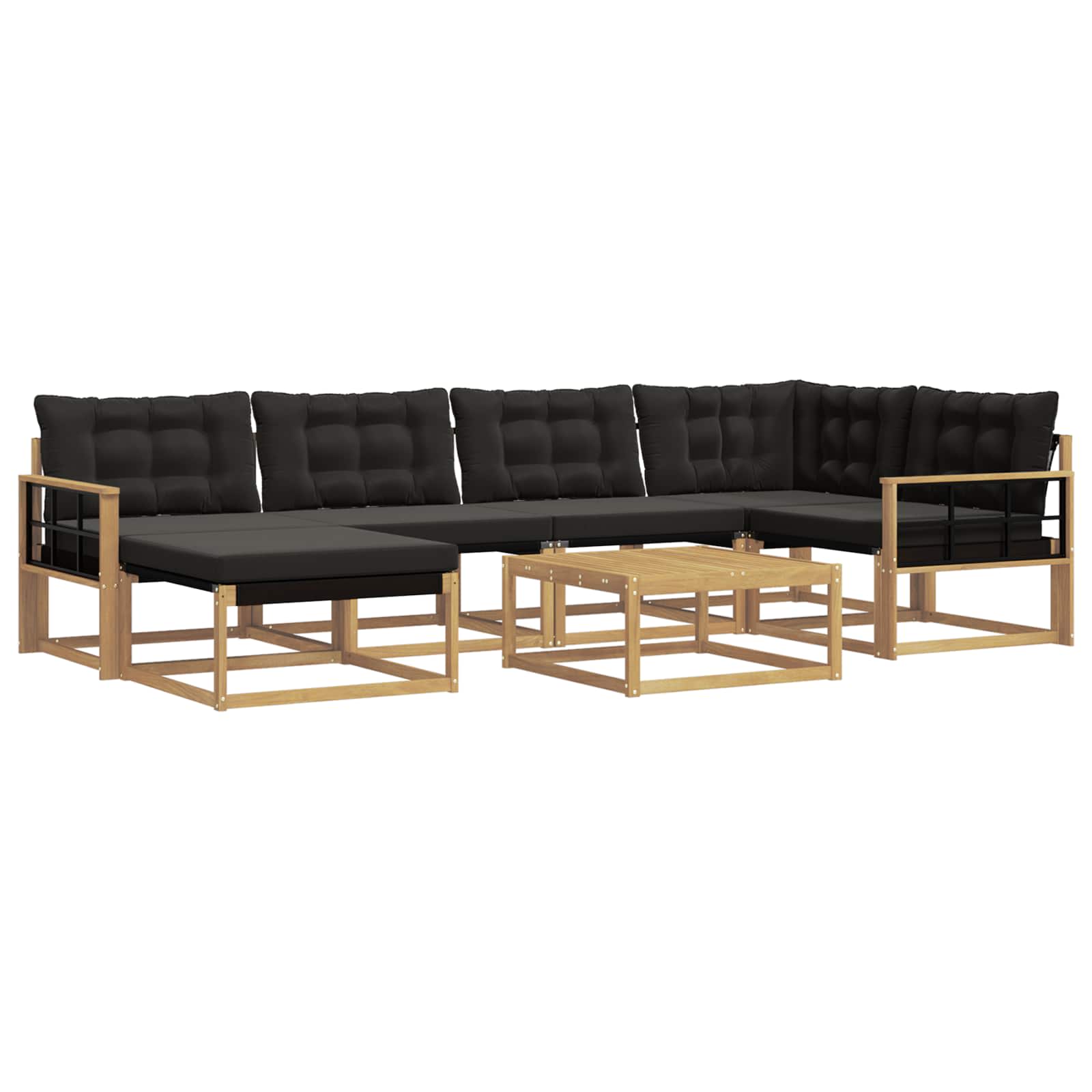 Outdoor-Sofagarnitur 7 pcs Weiß und Schwarz 79 x 79 x 37 cm
