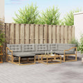 Outdoor-Sofagarnitur 7 pcs Weiß und Hellgrau 79 x 79 x 37 cm