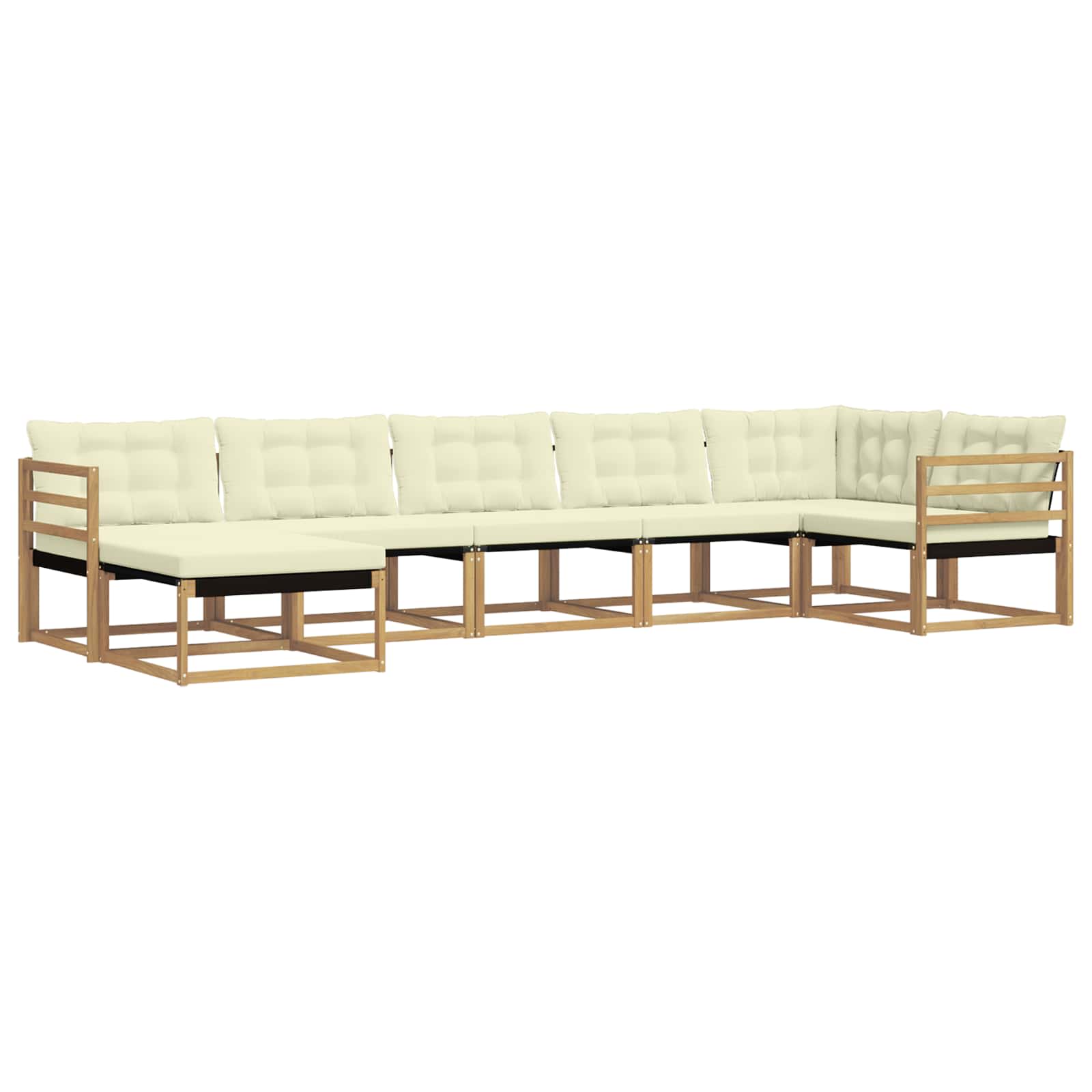 Outdoor-Sofagarnitur mit Kissen 7 pcs Weiß und Creme