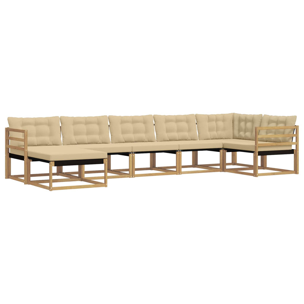 Outdoor-Sofagarnitur mit Kissen 7 pcs Weiß und Beige