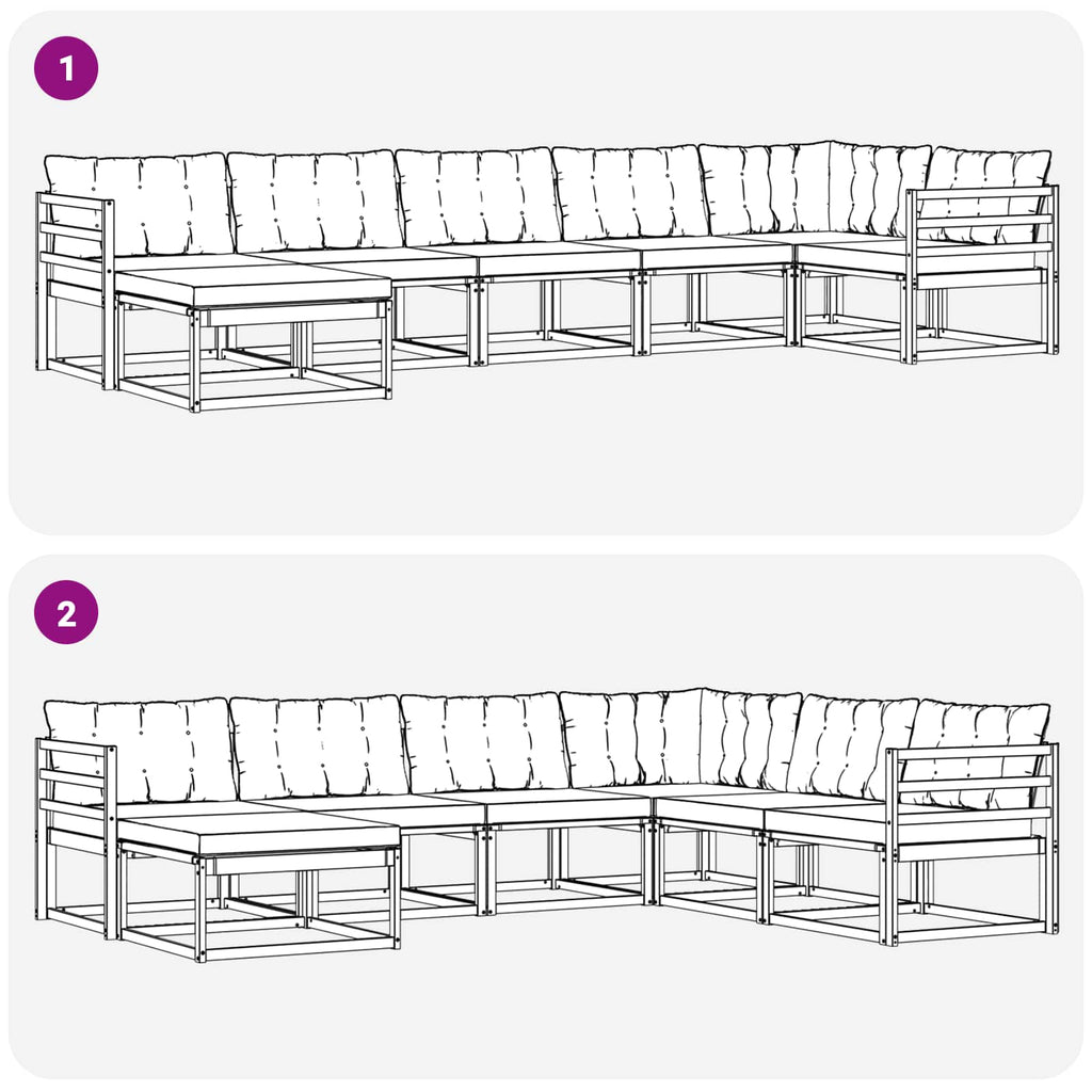 Outdoor-Sofagarnitur mit Kissen 7 pcs Weiß und Beige