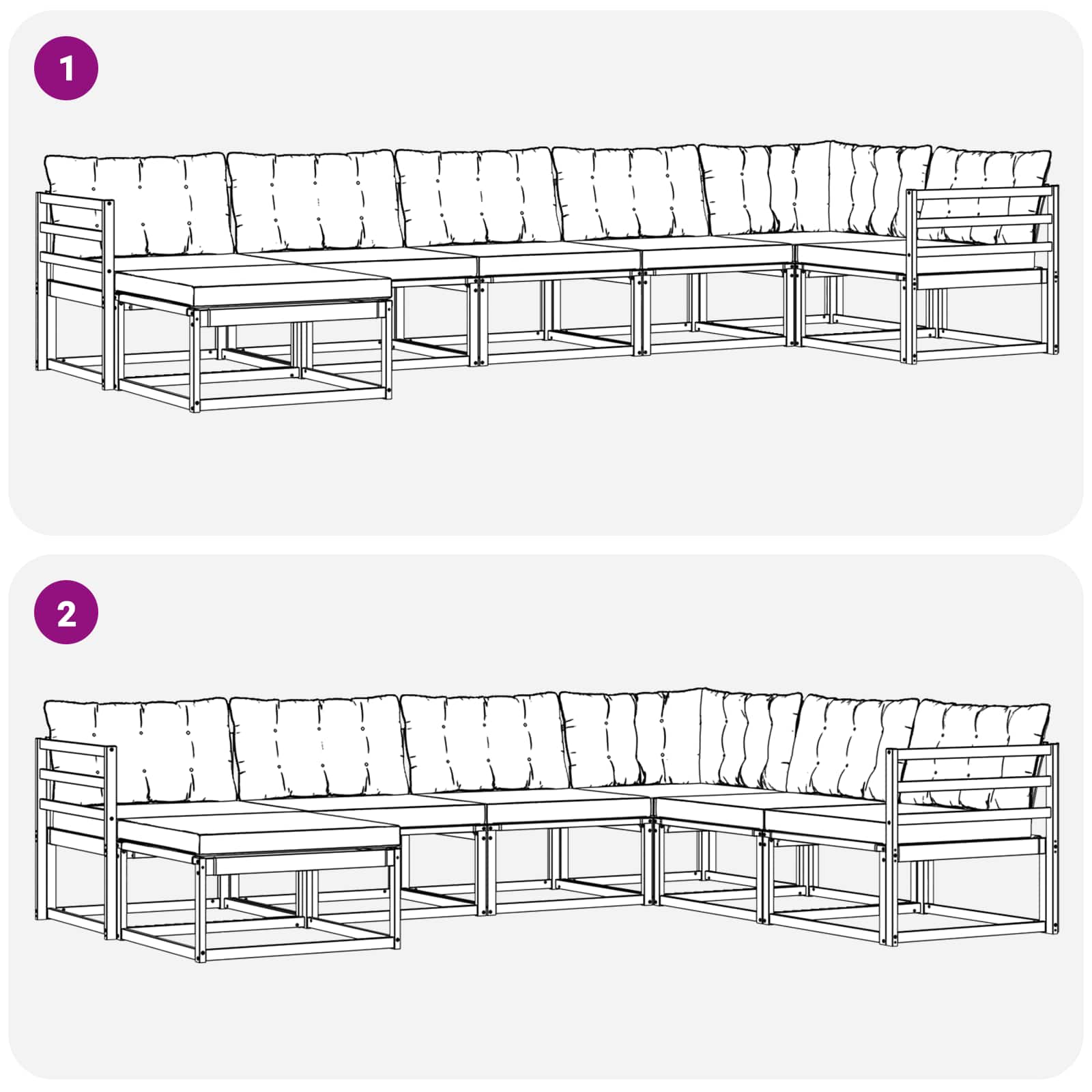 Outdoor-Sofagarnitur mit Kissen 7 pcs Weiß und Beige