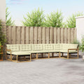 Outdoor-Sofagarnitur mit Kissen 7 pcs Weiß und Creme