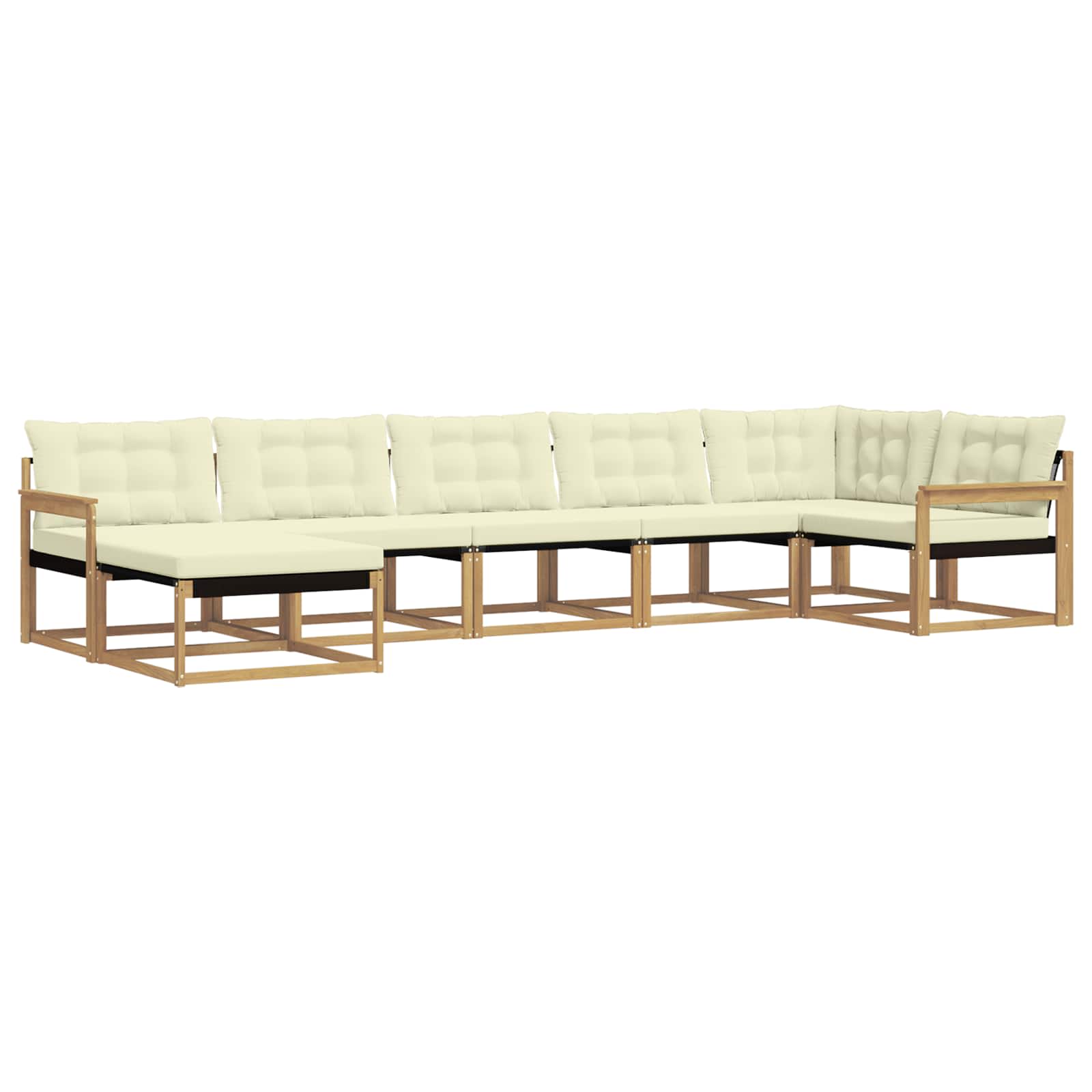 Outdoor-Sofagarnitur mit Kissen 7 pcs Weiß und Creme