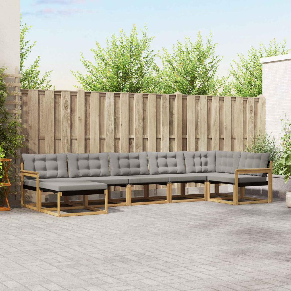 Outdoor-Sofagarnitur 7 pcs Weiß und Hellgrau
