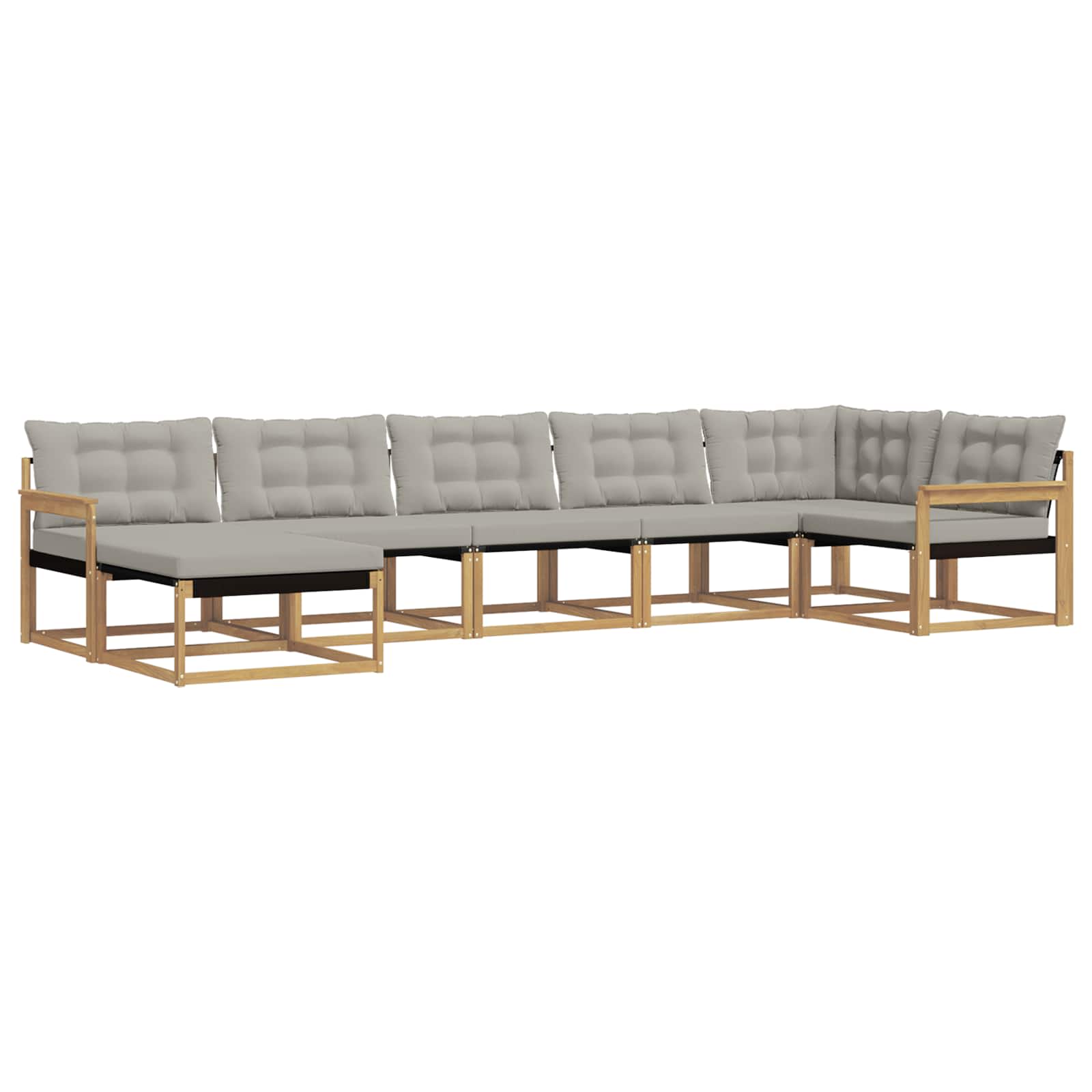 Outdoor-Sofagarnitur 7 pcs Weiß und Hellgrau