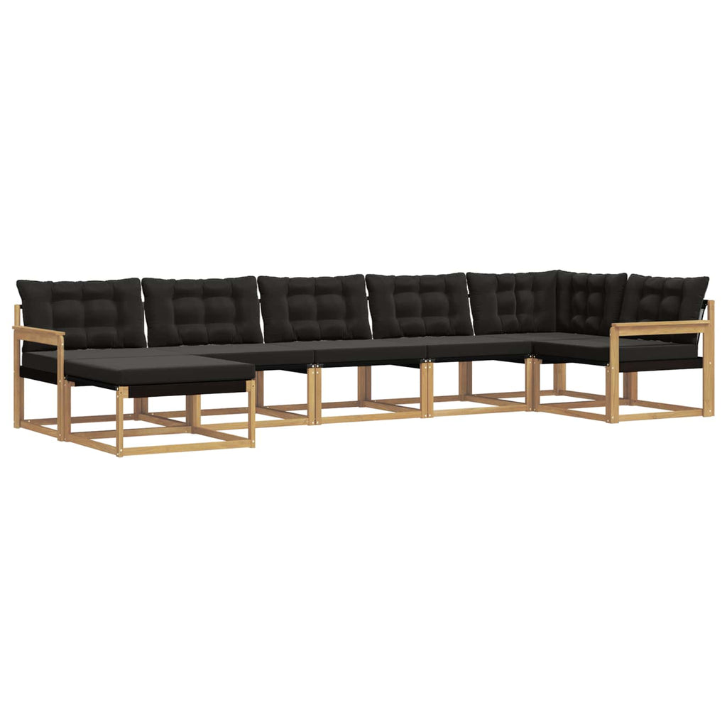 Outdoor-Sofagarnitur mit Kissen 7 pcs Weiß und Schwarz