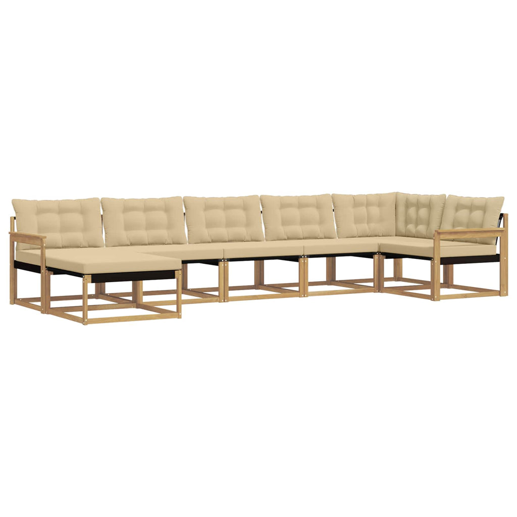 Outdoor-Sofagarnitur mit Kissen 7 pcs Weiß und Beige