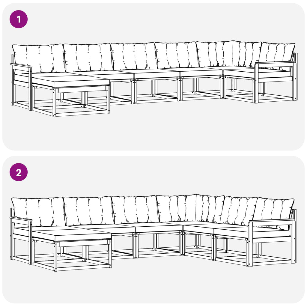 Outdoor-Sofagarnitur mit Kissen 7 pcs Weiß und Beige