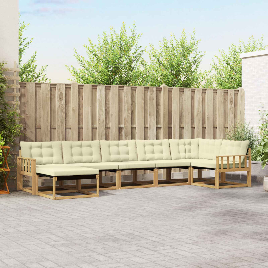 Outdoor-Sofagarnitur mit Kissen 7 pcs Weiß und Creme