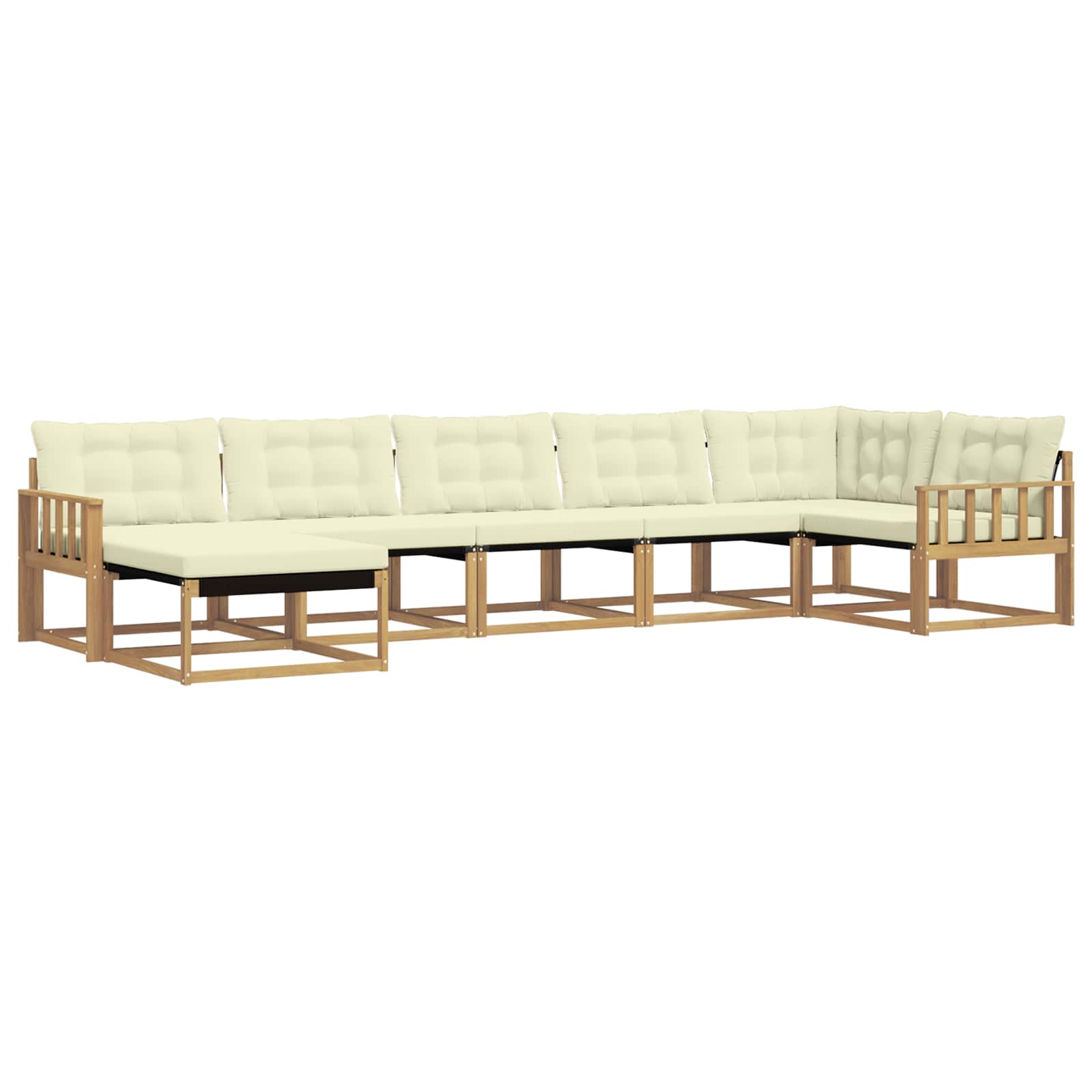 Outdoor-Sofagarnitur mit Kissen 7 pcs Weiß und Creme