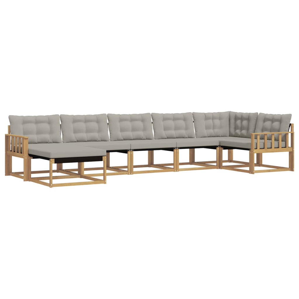 Outdoor-Sofagarnitur 7 pcs Weiß und Hellgrau
