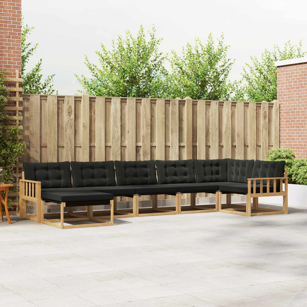 Outdoor-Sofagarnitur mit Kissen 7 pcs Weiß und Schwarz