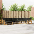 Outdoor-Sofagarnitur mit Kissen 7 pcs Weiß und Schwarz