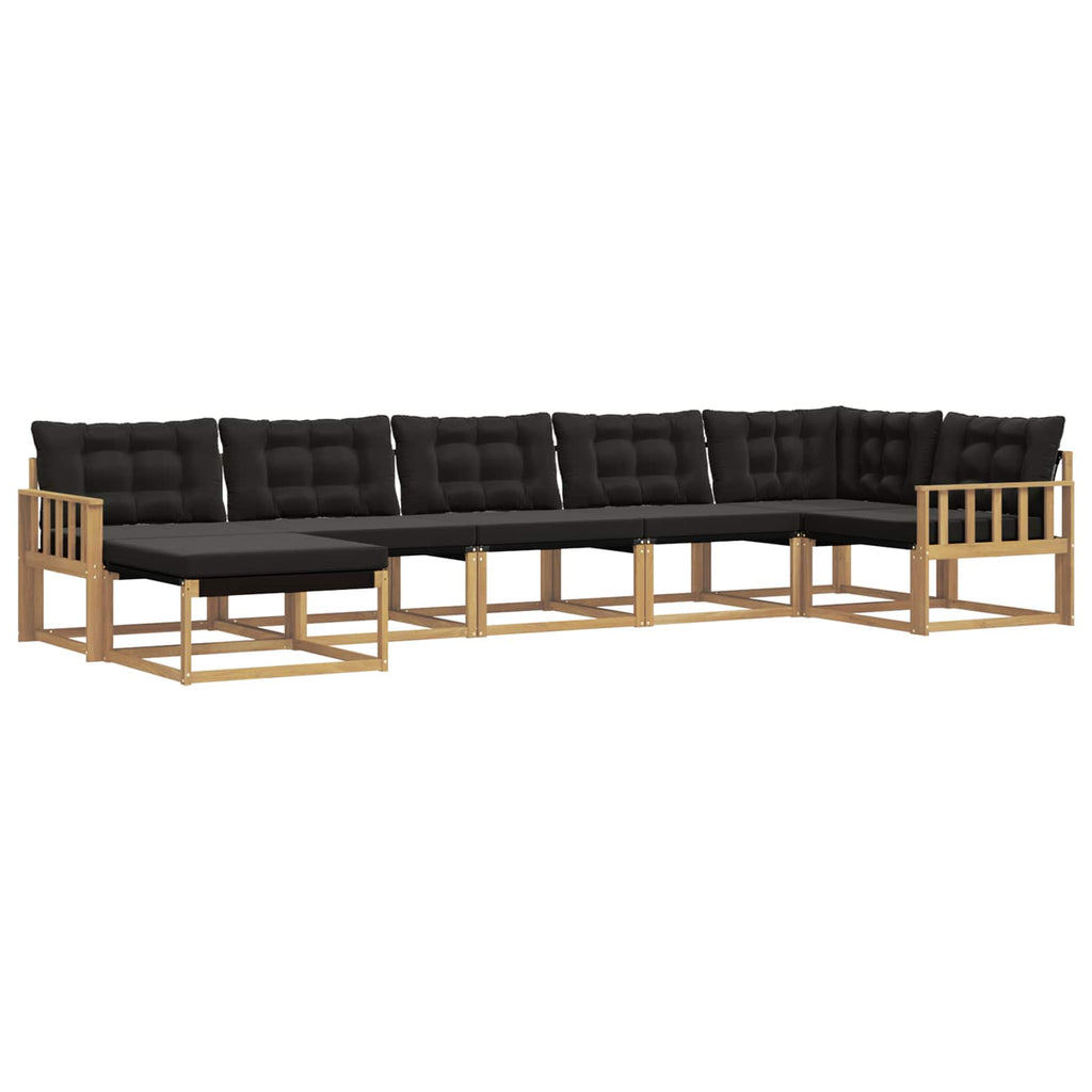Outdoor-Sofagarnitur mit Kissen 7 pcs Weiß und Schwarz