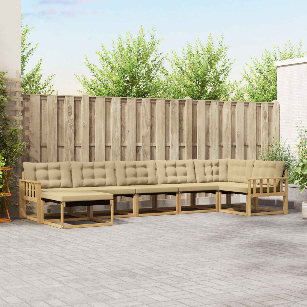 Outdoor-Sofagarnitur mit Kissen 7 pcs Weiß und Beige