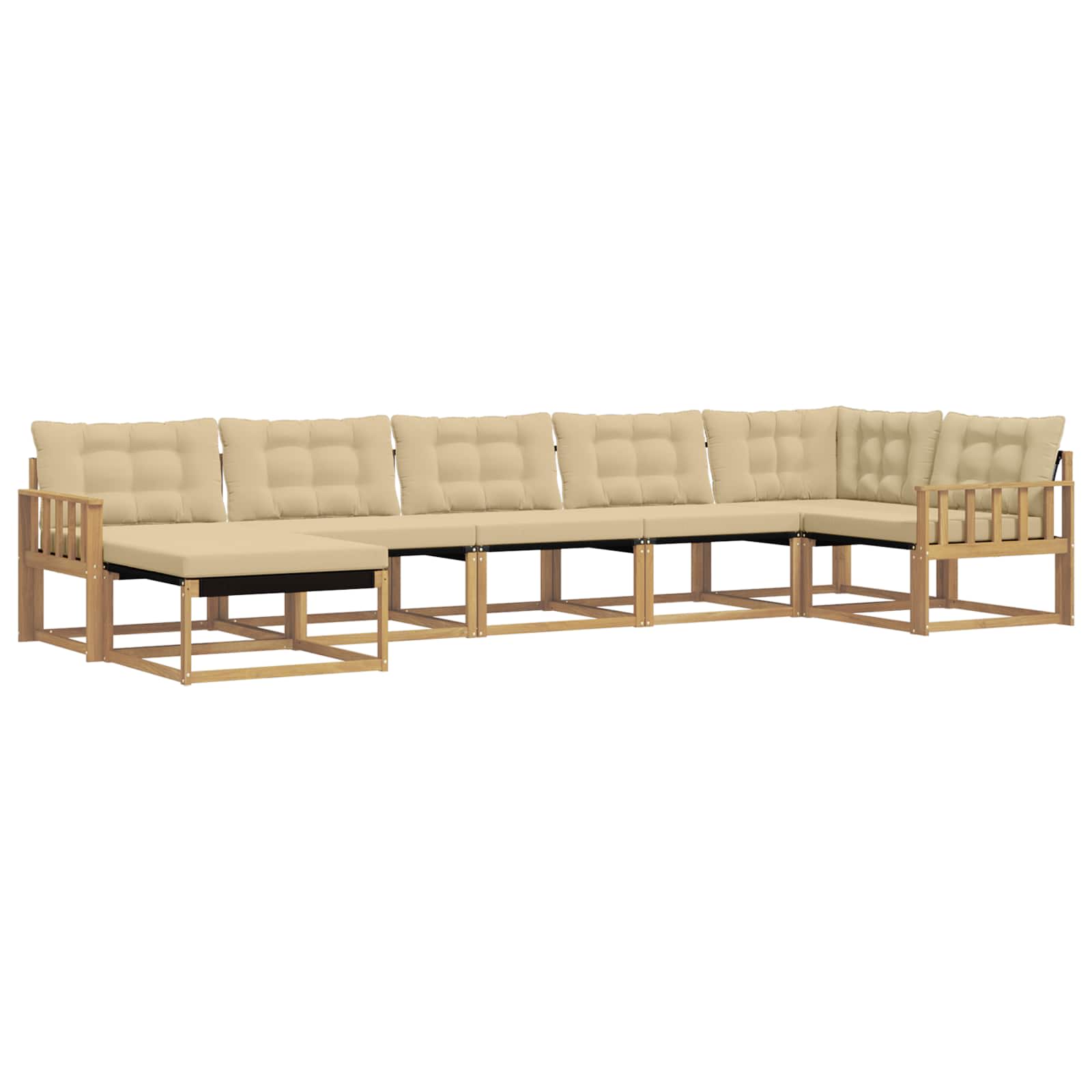 Outdoor-Sofagarnitur mit Kissen 7 pcs Weiß und Beige