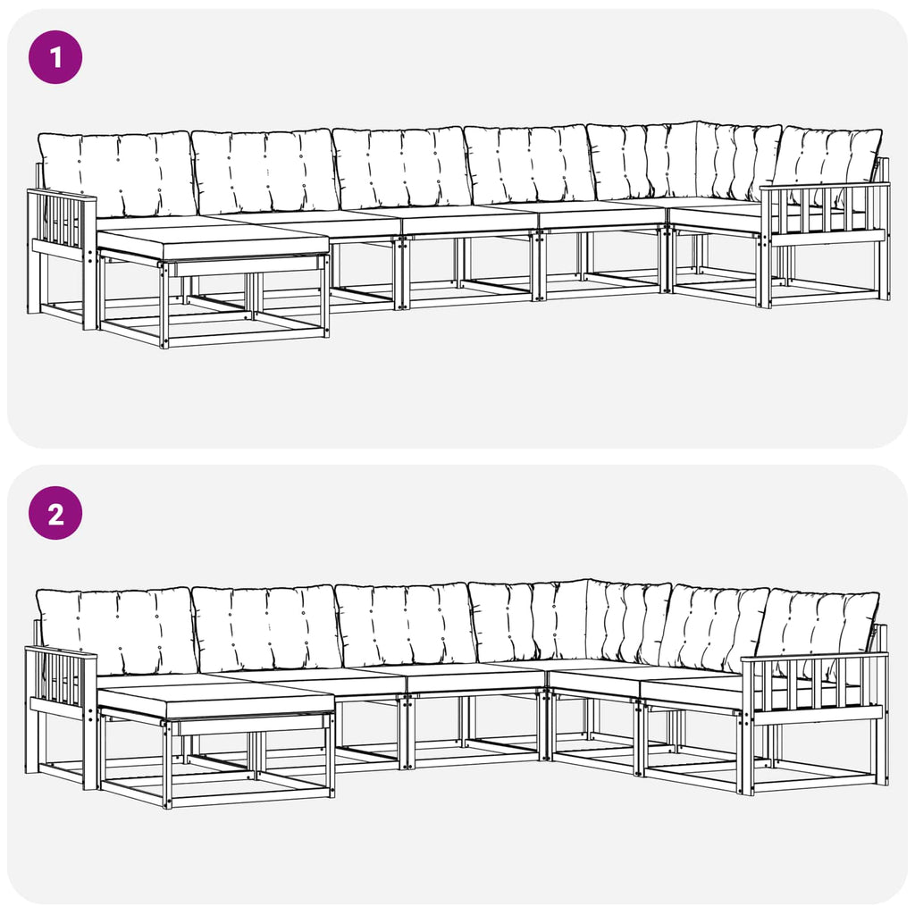 Outdoor-Sofagarnitur mit Kissen 7 pcs Weiß und Beige