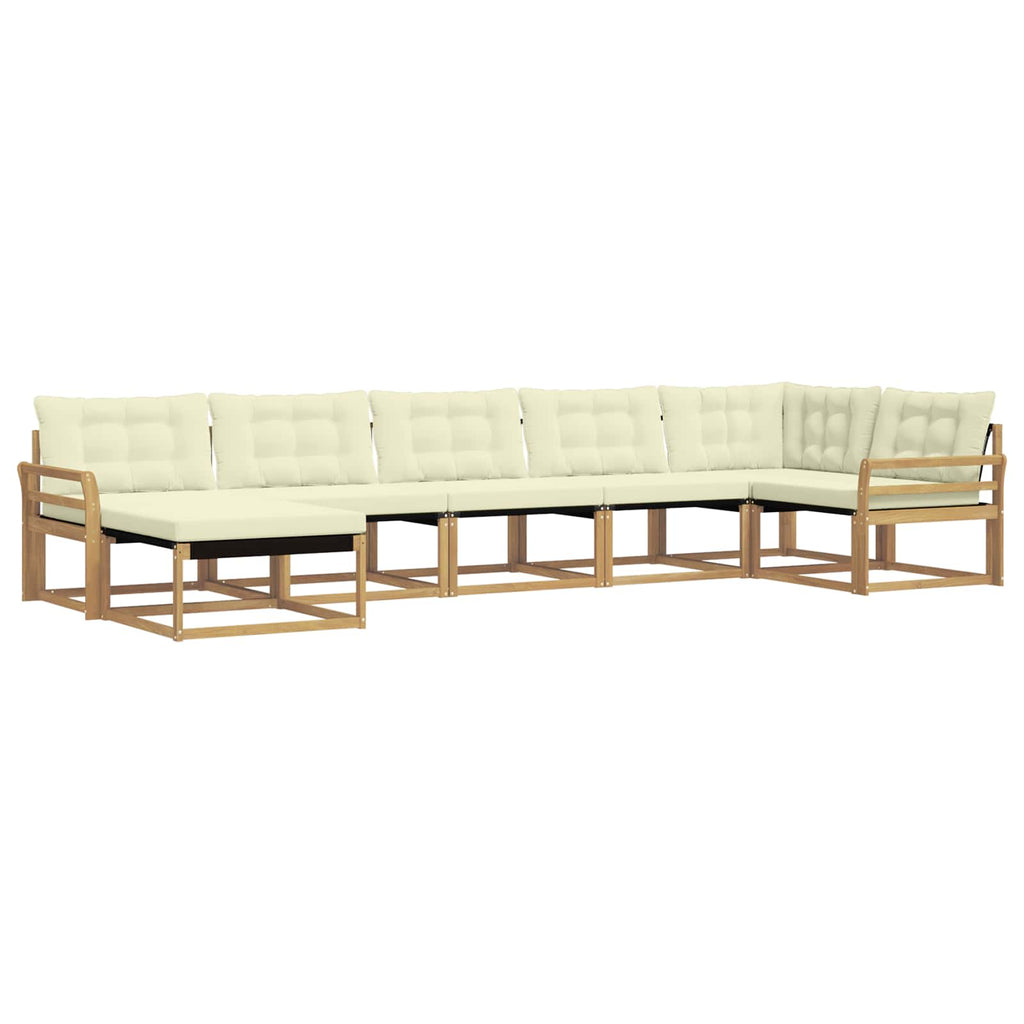 Outdoor-Sofagarnitur mit Kissen 7 pcs Weiß und Creme